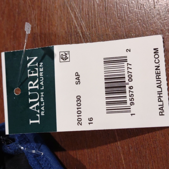 NWT Lauren Ralph Lauren Beach Club Solid Ruffle Underwire Bra Top. Size 16 - Picture 2 of 6